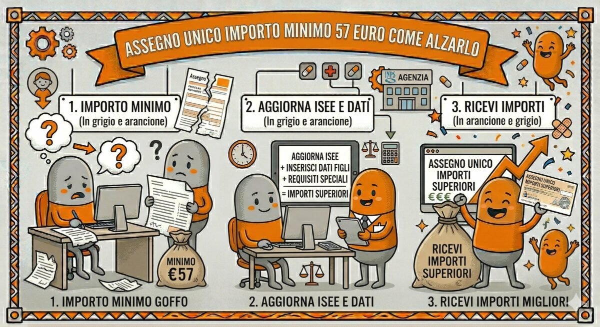assegno unico importo minimo 57 euro come alzarlo